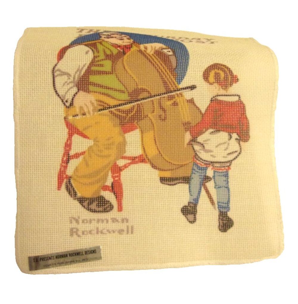 Norman Rockwell Needlepoint Kit Man Girl Bass 1973 Vintage Titillations Designs